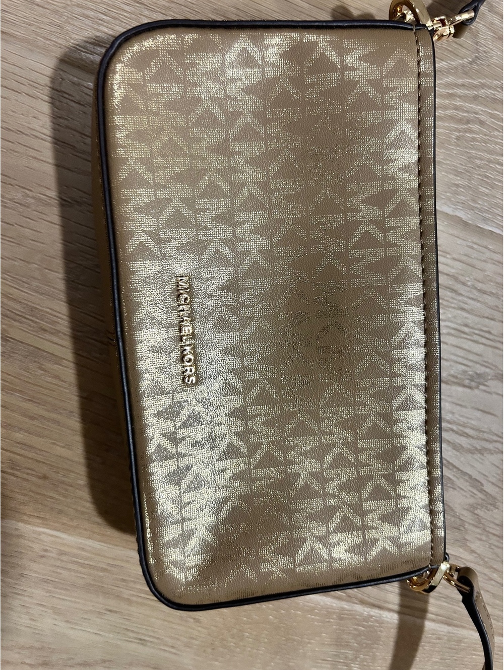Michael Kors Signature Logo Chain Shoulder Bag in Beige